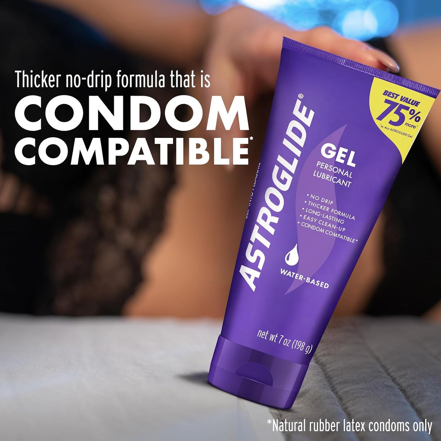 Water Based Lube (7Oz), Ultra Gentle Gel Personal Lubricant for Vaginal and Anal Sex, Stays Put with No Drip, Sex Lube, Long-Lasting for Men, Women and Couples, Safe for Toys