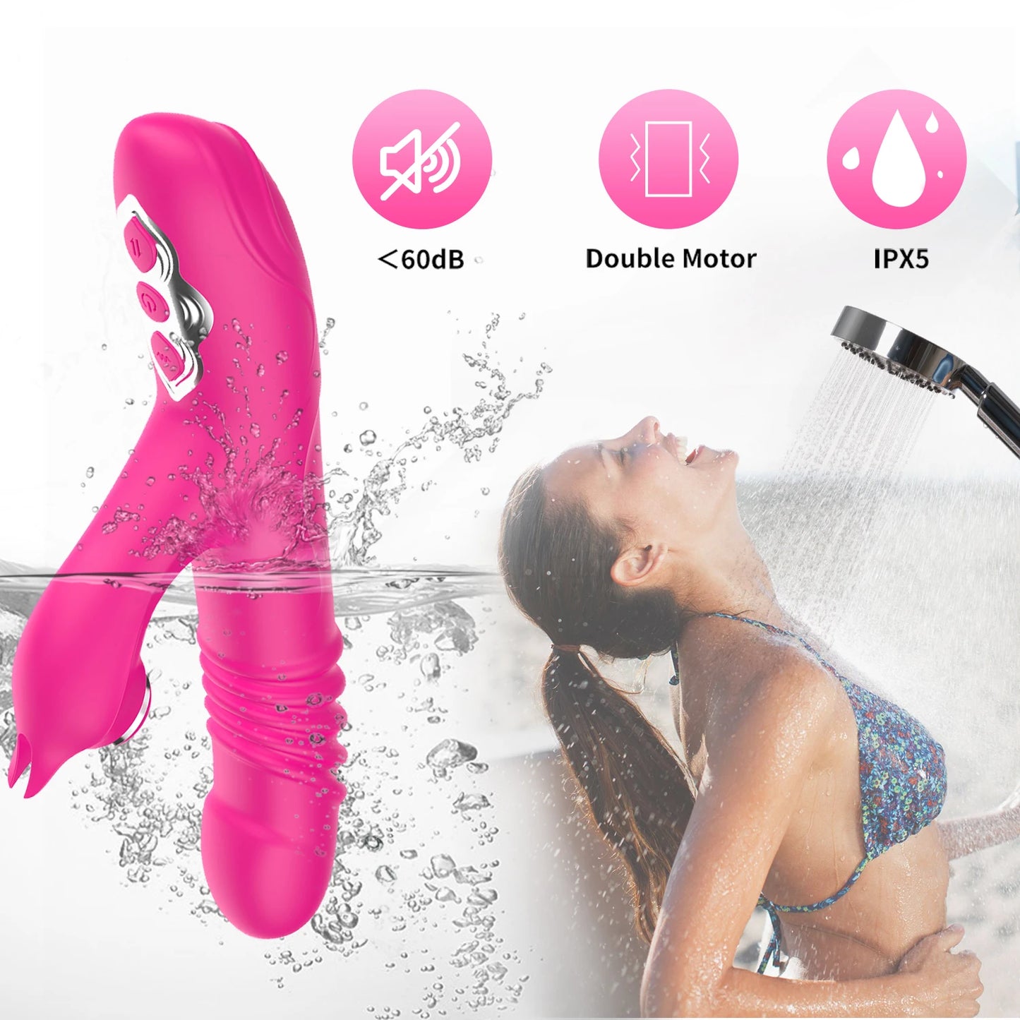 Thrusting Rabbit Dildo Vibrator for Women 13 Modes G Spot Clit Stimulator Dildos Adult Sex Toys Sexual Pleasure Tools for Couple