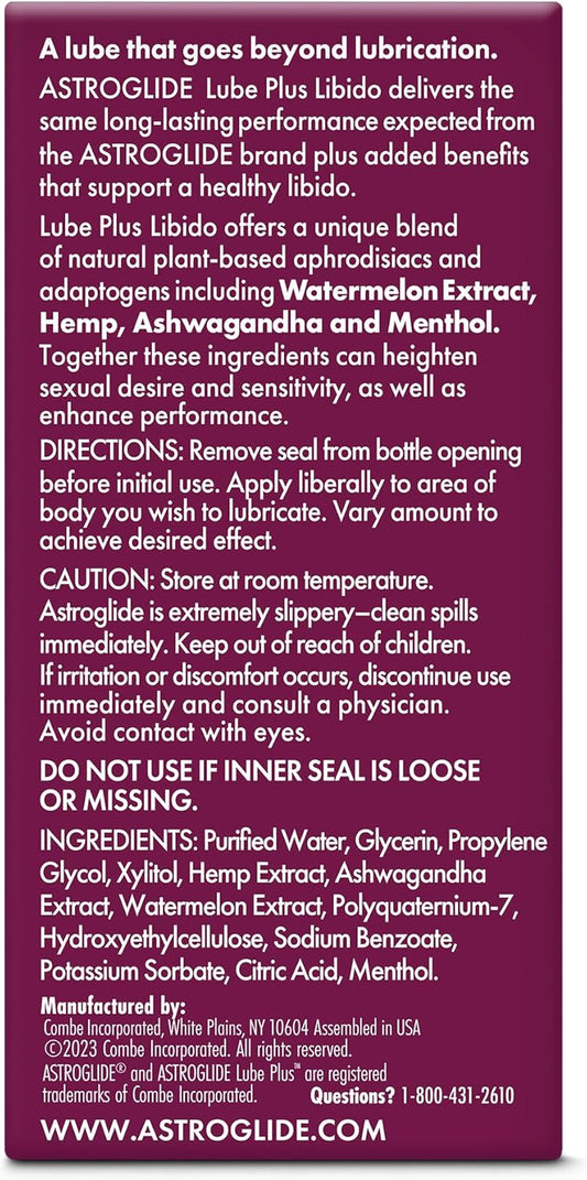 Lube plus Libido (2.5Oz), Intimate Arousal Lube Heightens Desire and Sensitivity, Water Based Personal Lubricant, Enhances Pleasure for Women, Men, Couples, Travel Size (Packaging May Vary)