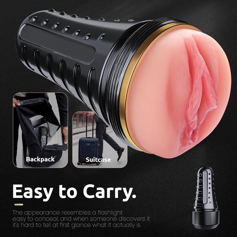 Male Masturbator, Realistic Pocket Pussy Vagina Textured with 7.5In Depth Lifelike Soft and Fleshy Texture,Penis Training Masturbators Sex Machine Toy for Men