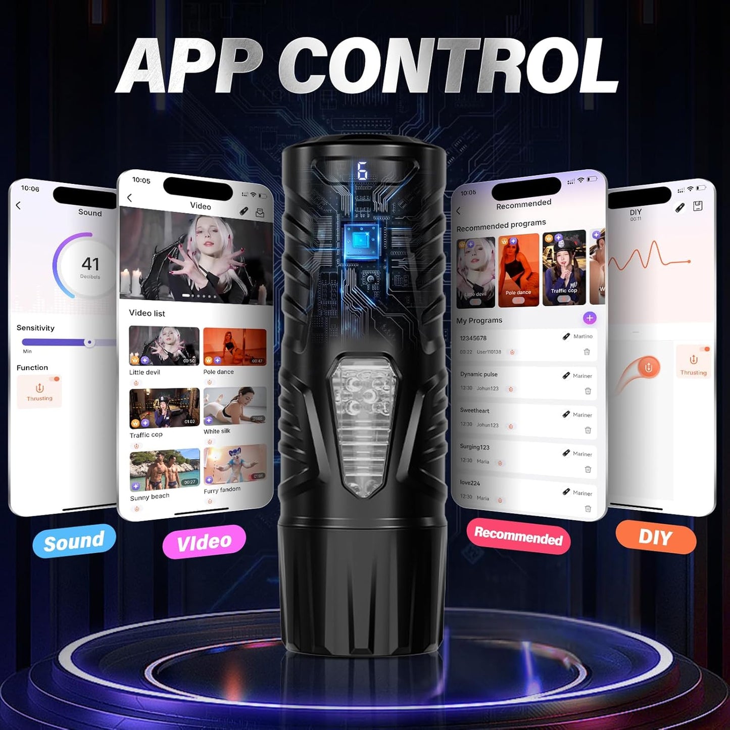 Automatic Male Masturbator Sex Toys for Men - Adult Toy Male Sex Toys with 7 Thrusting & 7 Rotating Modes,Hands Free Pocket Pussy Sex Machine with Visual Window & Mounting Base, Electric Thrusting Cup