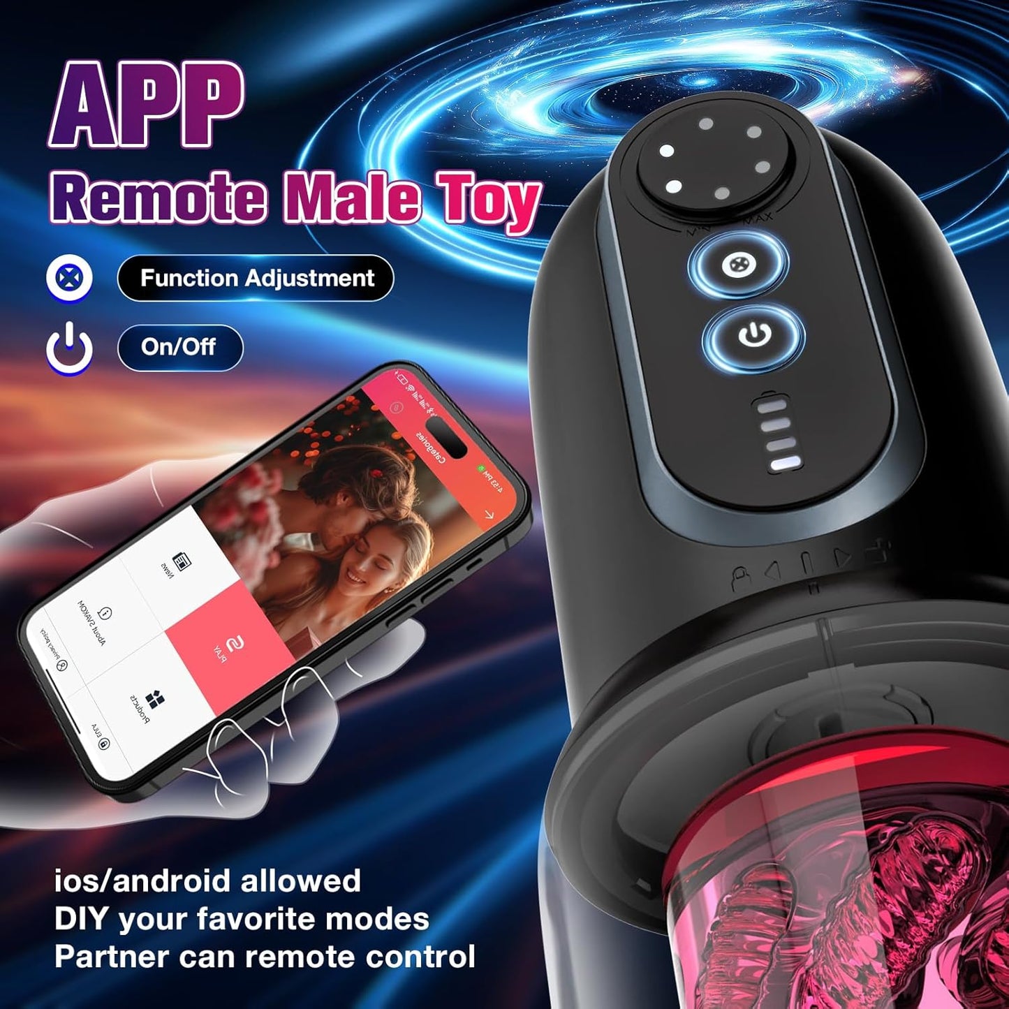Male Masturbator Adult Sex Toys - APP Penis Pump Enlargers, Upgraded CVT Automatic Sex Machines for Men with Thrusting Roating Sucking Licking & Power Display & Fleshy Pocket Pussies Stroker