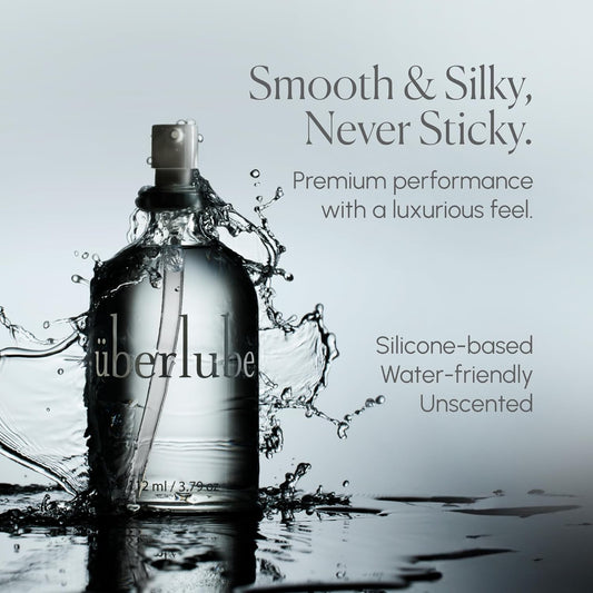 Silicone Base Lube - Unscented Silicone Lubricant Personal Lubrication : Latex Safe Privacy Sex Lube Liquid for Couples Women & Men - Flavorless, Vaginal & Anal - 112Ml