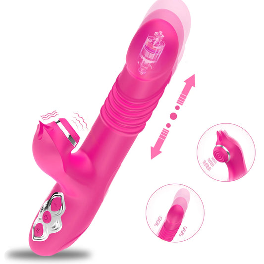Thrusting Rabbit Dildo Vibrator for Women 13 Modes G Spot Clit Stimulator Dildos Adult Sex Toys Sexual Pleasure Tools for Couple