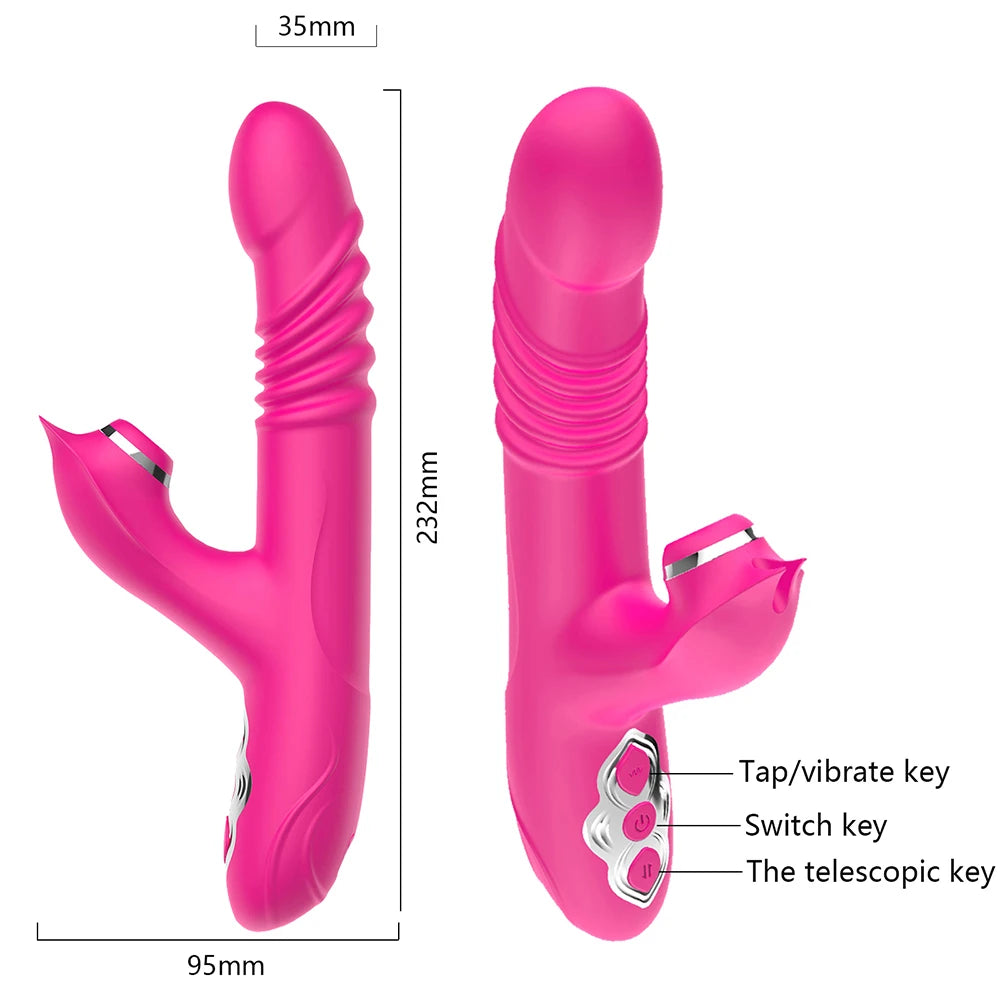 Thrusting Rabbit Dildo Vibrator for Women 13 Modes G Spot Clit Stimulator Dildos Adult Sex Toys Sexual Pleasure Tools for Couple