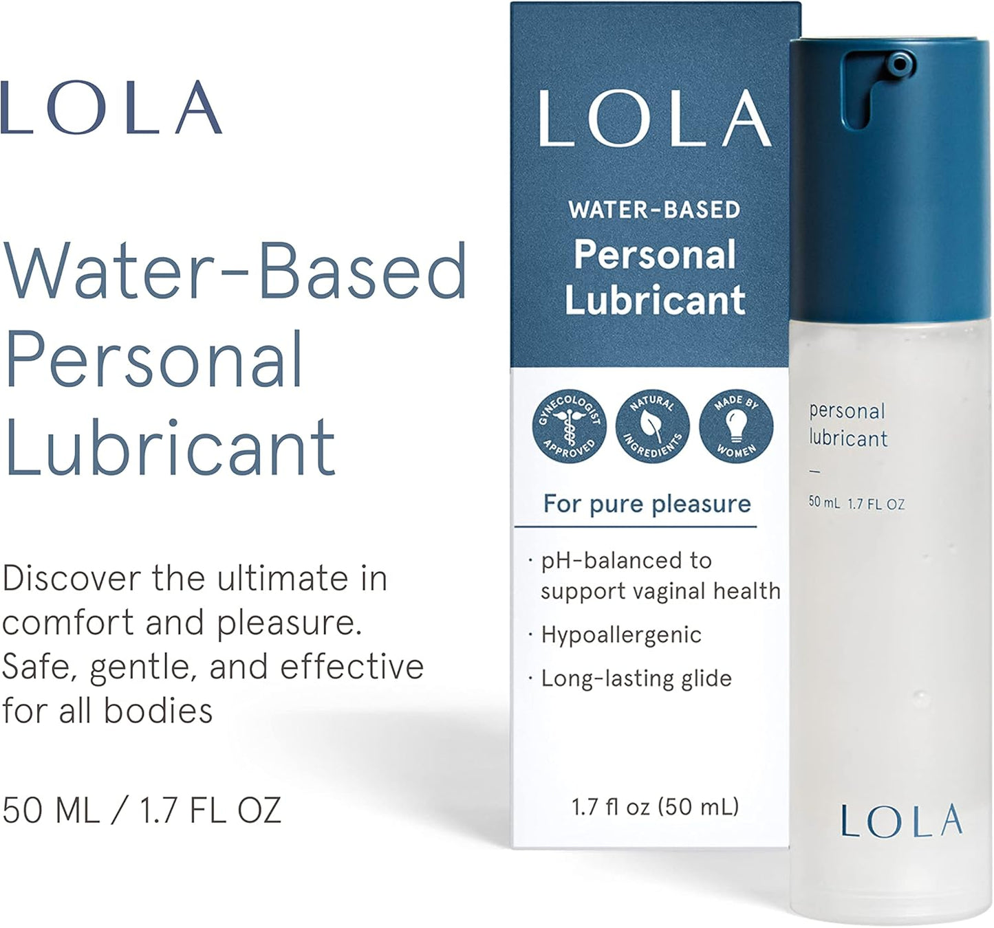 Personal Lubricant - Water-Based Lube for Couples, Unscented Lubricant & Sex Lubricant, Natural, Anal Safe for Women & Men, Water Based Lubrification