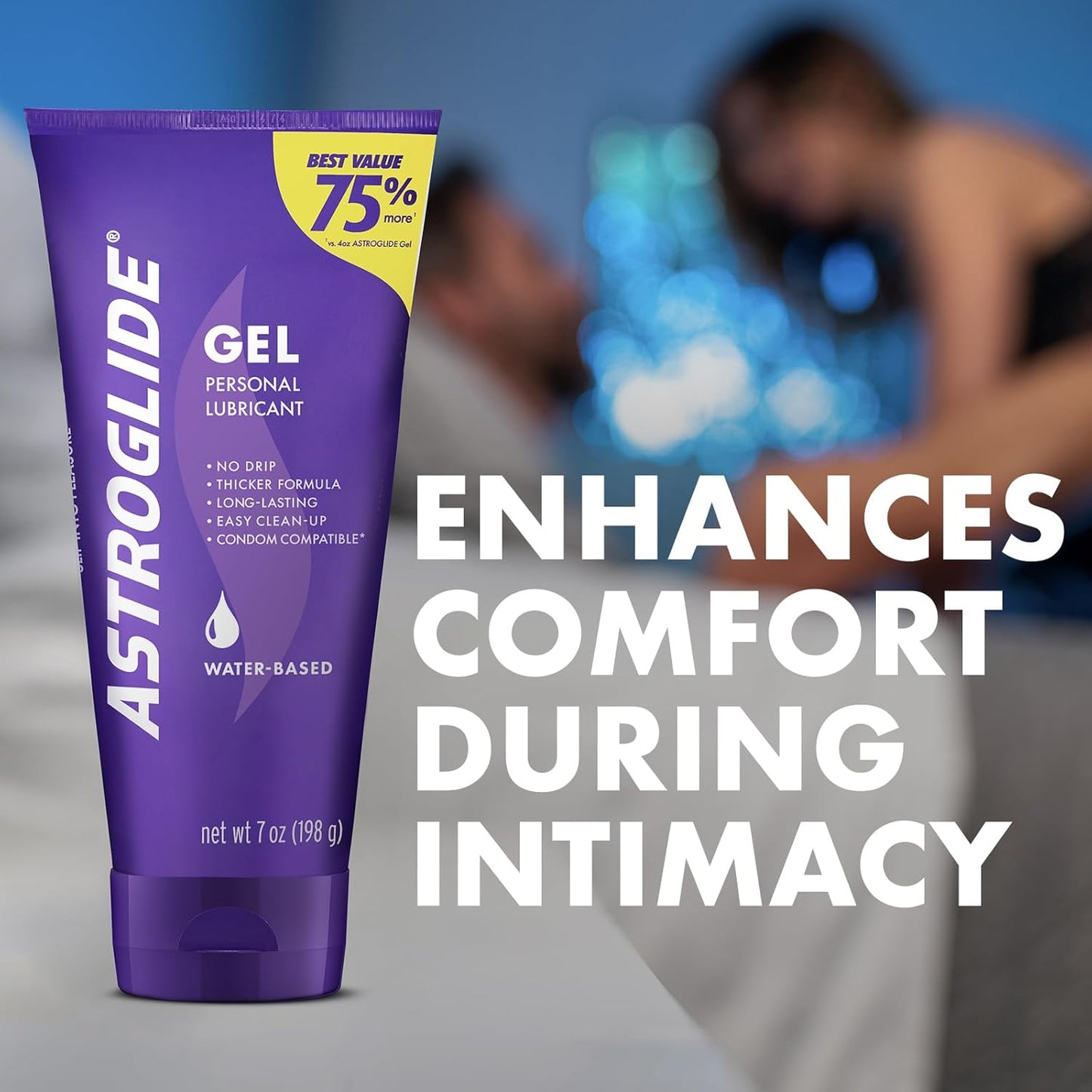 Water Based Lube (7Oz), Ultra Gentle Gel Personal Lubricant for Vaginal and Anal Sex, Stays Put with No Drip, Sex Lube, Long-Lasting for Men, Women and Couples, Safe for Toys