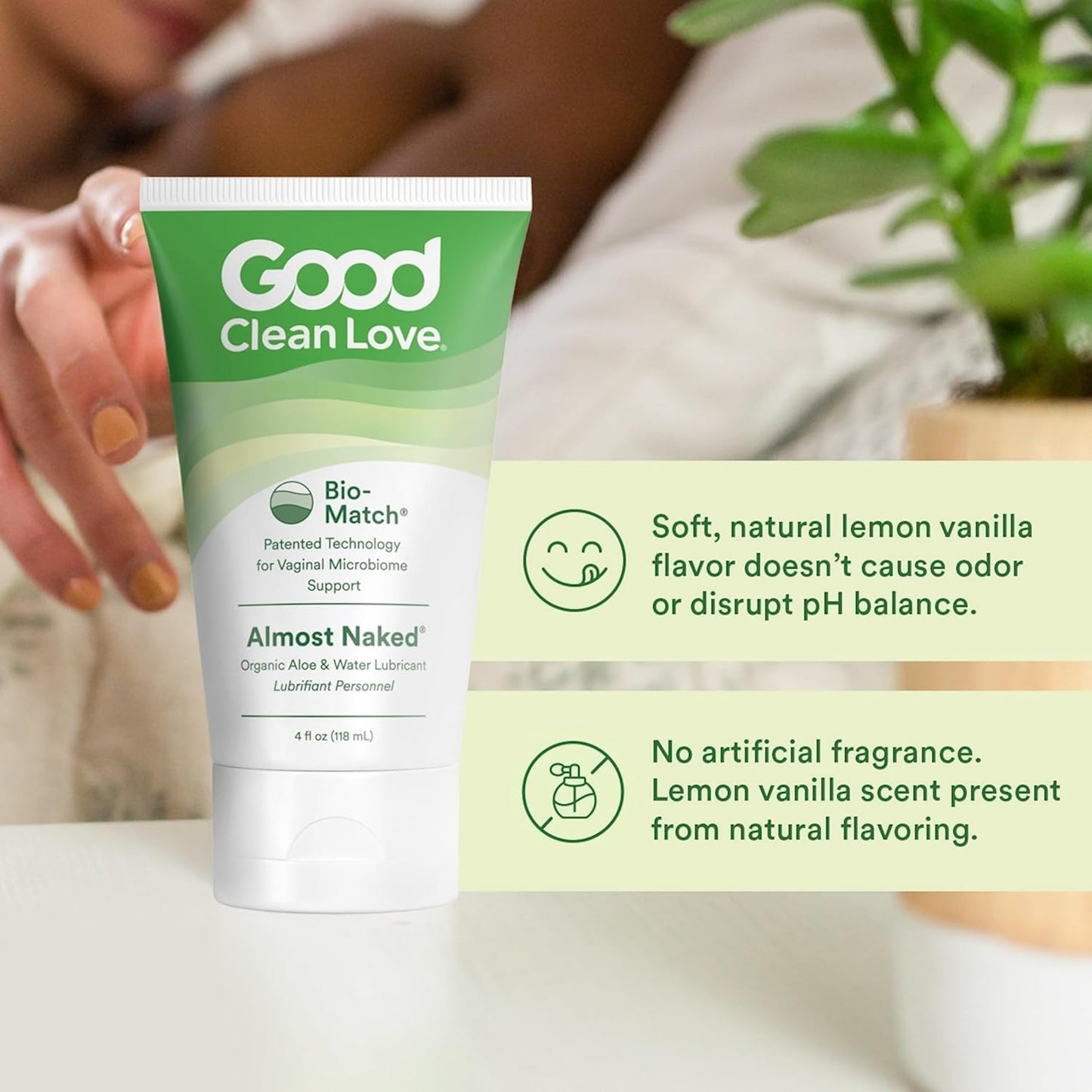 Almost Naked Water-Based Lube, Personal Lubricant with Organic Aloe Vera, Safe for Adult Toys & Condoms, Ph-Balanced, Clean Intimate Wellness Gel for Men & Women, 4 Oz