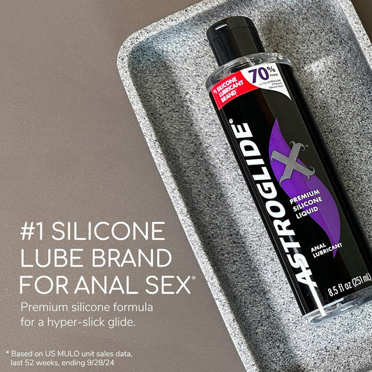 Silicone Lube (8.5Oz), X Premium Personal Lubricant for Vaginal and Anal Sex, Extra Long-Lasting Silky Lube, Waterproof