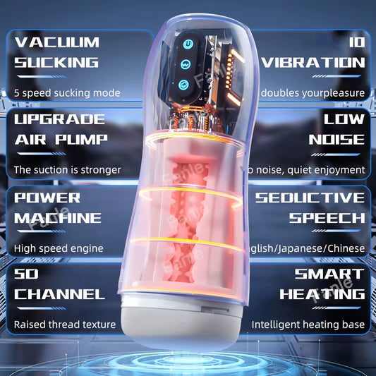 Male Masturbator Automatic Sucking Vibration Blowjob Machine Heating Pussy Penis Pump Masturbation Cup Sex Toys for Men Supplies