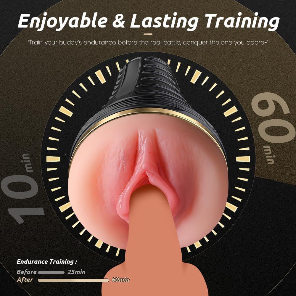 Male Masturbator, Realistic Pocket Pussy Vagina Textured with 7.5In Depth Lifelike Soft and Fleshy Texture,Penis Training Masturbators Sex Machine Toy for Men