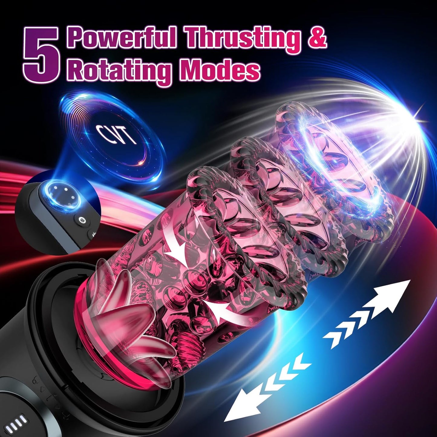 Male Masturbator Adult Sex Toys - APP Penis Pump Enlargers, Upgraded CVT Automatic Sex Machines for Men with Thrusting Roating Sucking Licking & Power Display & Fleshy Pocket Pussies Stroker