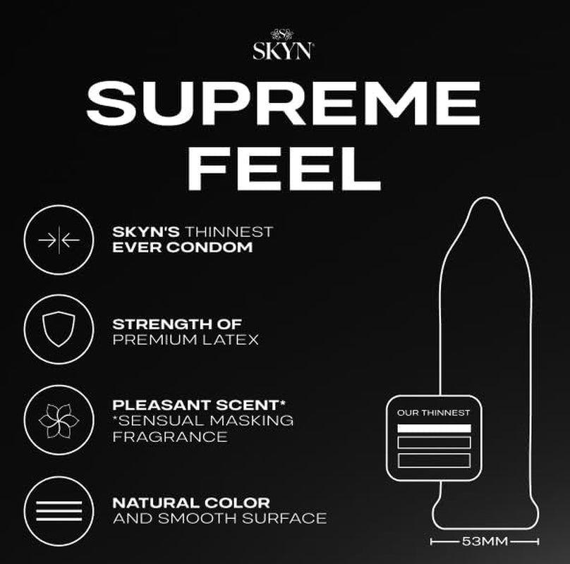 Supreme Feel Non-Latex Condoms, 10 Count, Ultra-Thin & Pre-Lubricated for a Natural, Smooth Fit