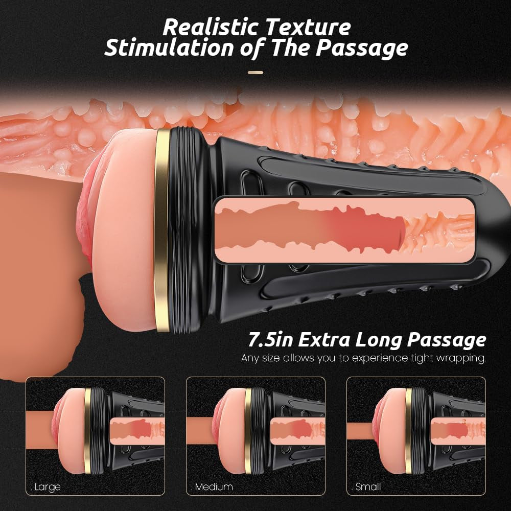 Male Masturbator, Realistic Pocket Pussy Vagina Textured with 7.5In Depth Lifelike Soft and Fleshy Texture,Penis Training Masturbators Sex Machine Toy for Men