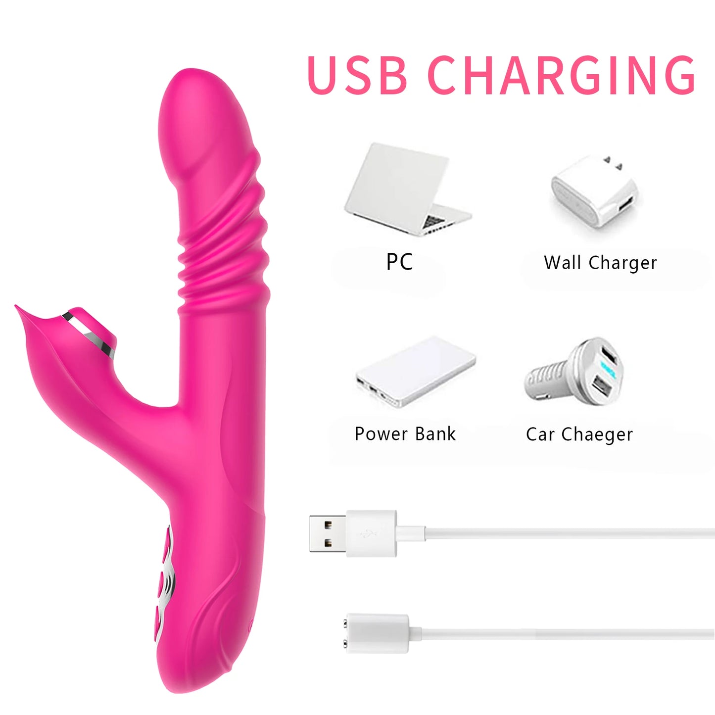 Thrusting Rabbit Dildo Vibrator for Women 13 Modes G Spot Clit Stimulator Dildos Adult Sex Toys Sexual Pleasure Tools for Couple