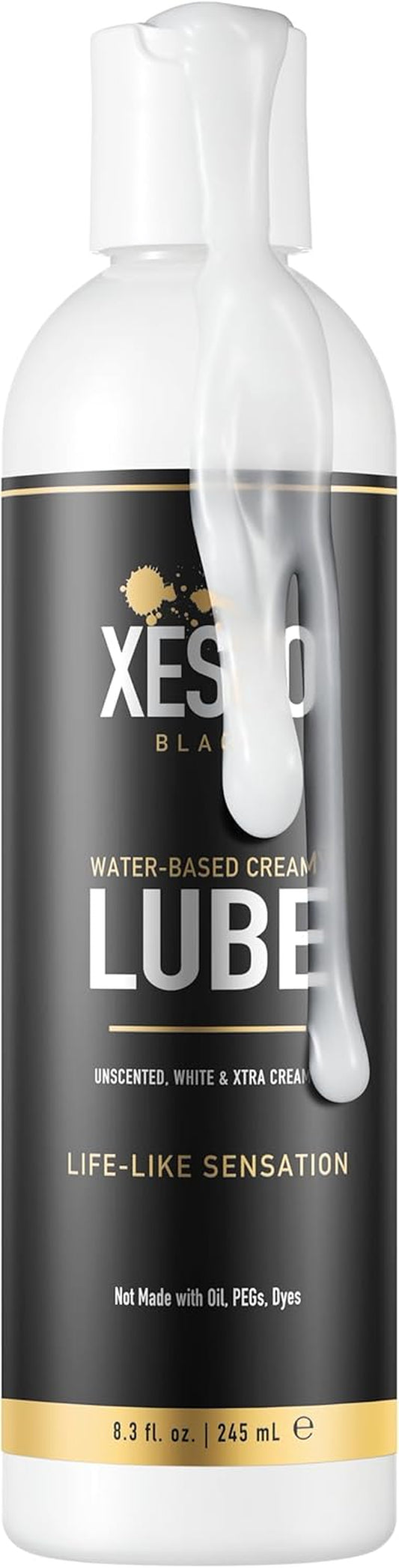 Water-Based Creamy Lube, Unscented 8.3 Fl Oz, Thick White Gel-Like Slippery Glide, Hypoallergenic for Women, Men & Couples. Made in US & Discreet Package. Package May Vary