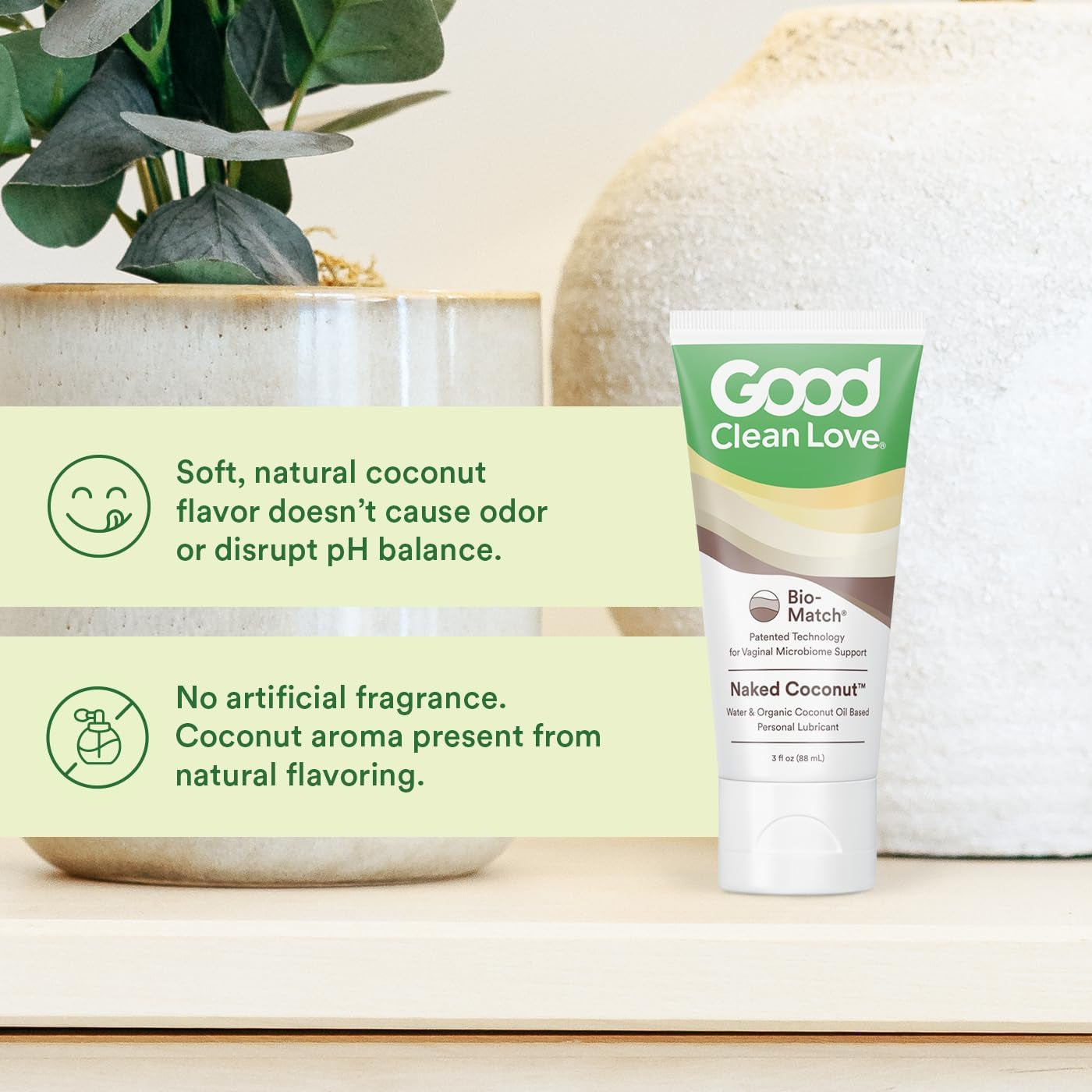 Naked Coconut Organic Coconut Oil & Water-Based Lube, Personal Lubricant with Hyaluronic Acid. Safe for Adult Toys & Condoms, Ph-Balanced, Intimate Wellness Gel for Men & Women, 3 Oz