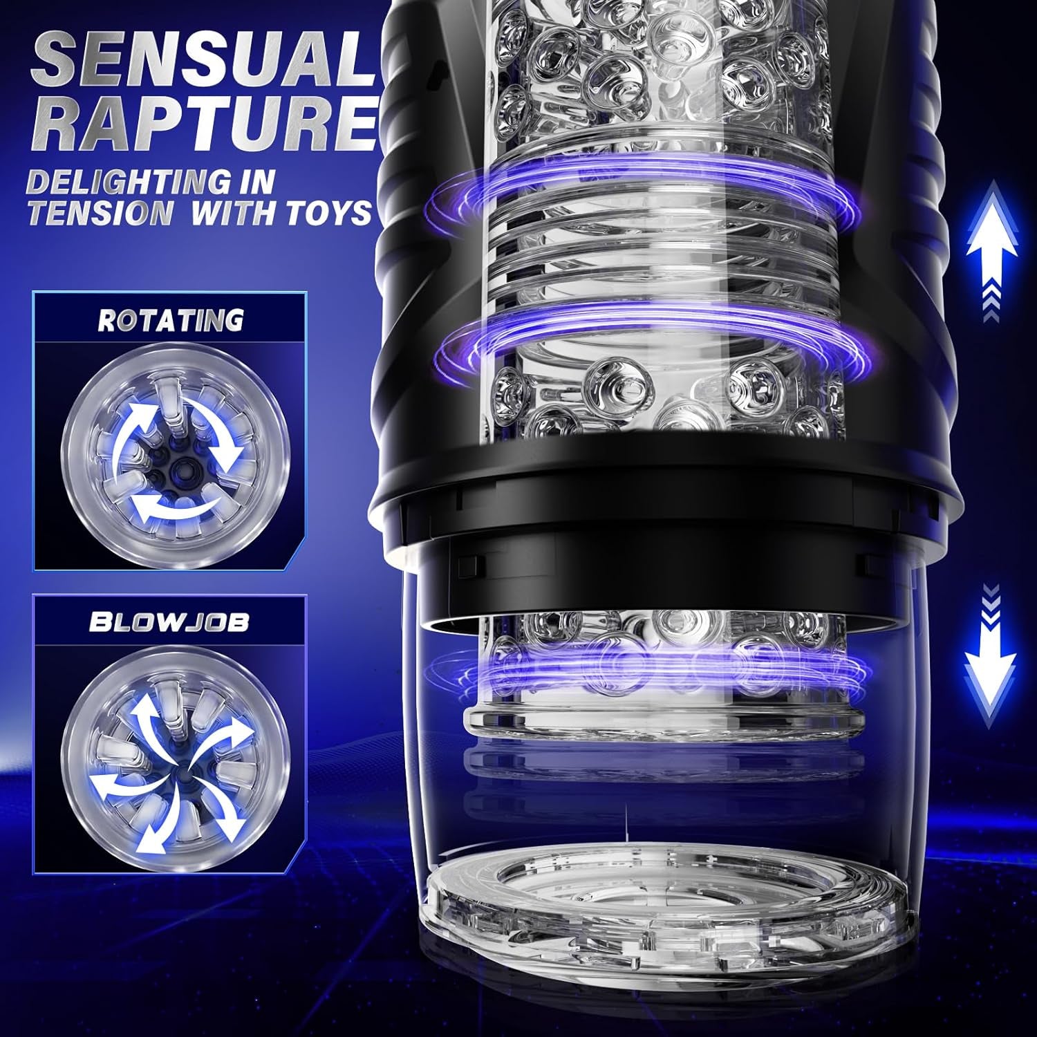 Automatic Male Masturbator Sex Toys for Men - Adult Toy Male Sex Toys with 7 Thrusting & 7 Rotating Modes,Hands Free Pocket Pussy Sex Machine with Visual Window & Mounting Base, Electric Thrusting Cup