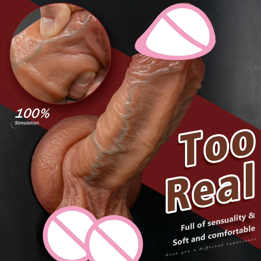 Super Big Soft Dildo Realistic Penis Double-Layer Silicone Sex Toys Female Masturbator Suction Cup Dildos for Women Men