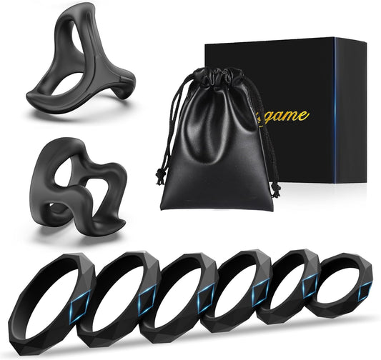 Sex Toys Penis Ring Silicone Cock Rings for Men Erection Sex, 8 Sizes Cockring Erectile Dysfunction Rings Cock Sexual Stimulation Device Couples Sex Toys Stretchy Cock and Ball Ring Anillos Para Pene