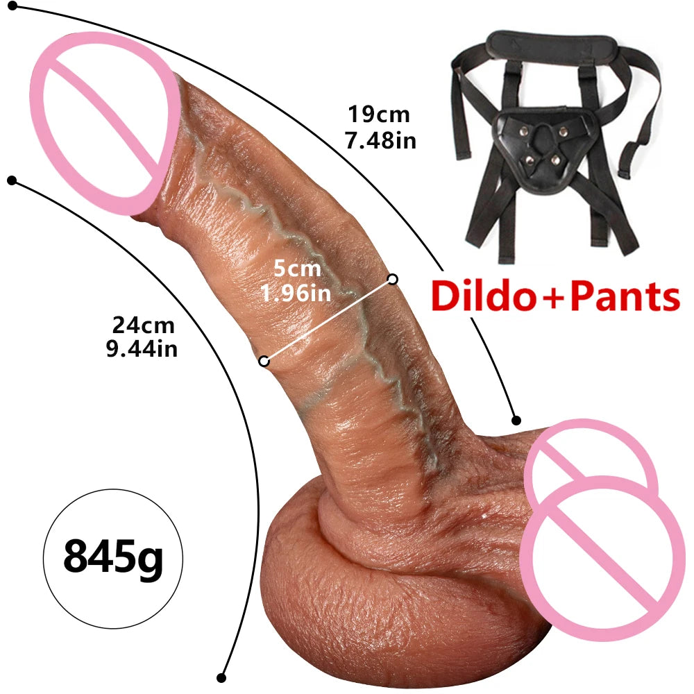 Super Big Soft Dildo Realistic Penis Double-Layer Silicone Sex Toys Female Masturbator Suction Cup Dildos for Women Men
