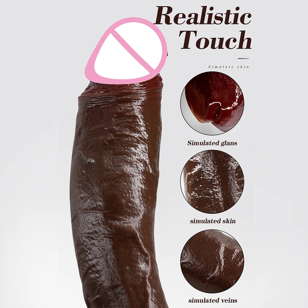 Realistic Long Dildo Black Anal Plug with Suction Cup Big Penis Butt Plug Long Dick Sex Toys for Women Men Phallus Anal Dilator