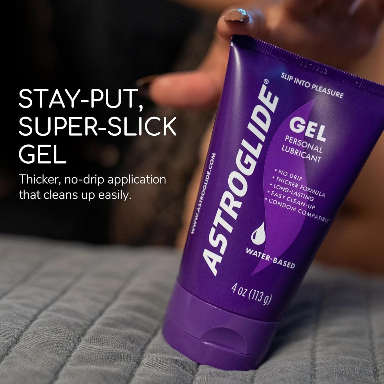 Water Based Lube (4Oz), Ultra Gentle Gel Personal Lubricant for Vaginal and Anal Sex, Stays Put with No Drip, Sex Lube, Long-Lasting for Men, Women and Couples, Safe for Toys