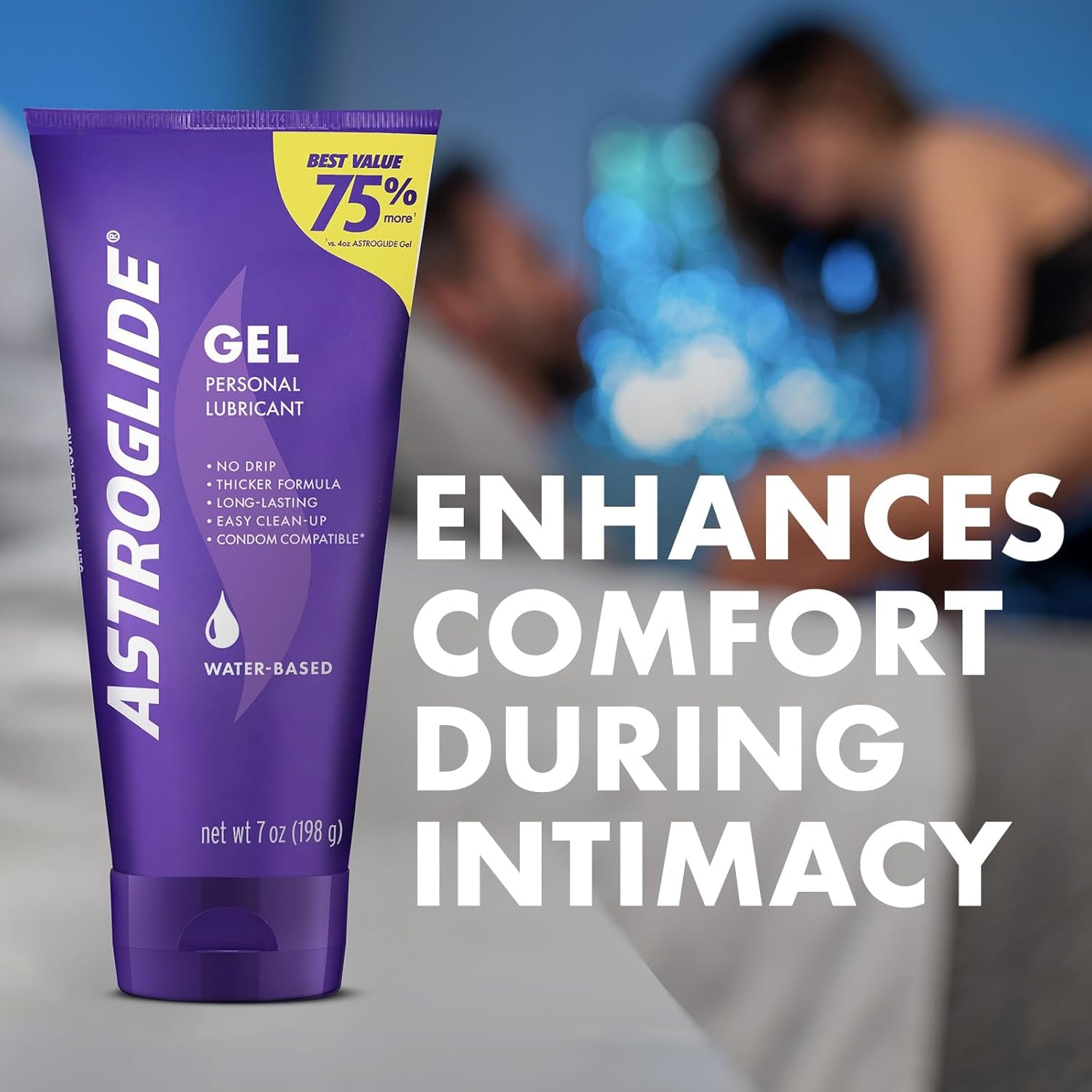 Water Based Lube (7Oz), Ultra Gentle Gel Personal Lubricant for Vaginal and Anal Sex, Stays Put with No Drip, Sex Lube, Long-Lasting for Men, Women and Couples, Safe for Toys