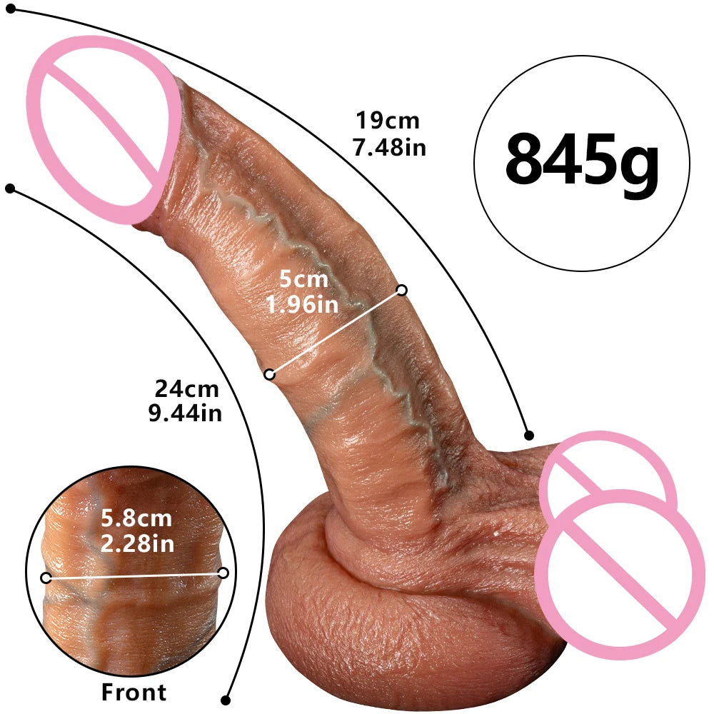 Super Big Soft Dildo Realistic Penis Double-Layer Silicone Sex Toys Female Masturbator Suction Cup Dildos for Women Men