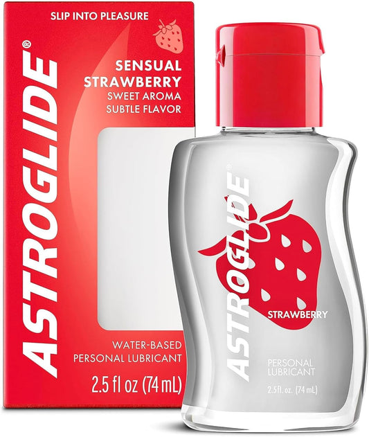 Water Based Flavored (2.5Oz), Edible Strawberry Personal Lubricant for Men, Women and Couples, Travel-Friendly Size