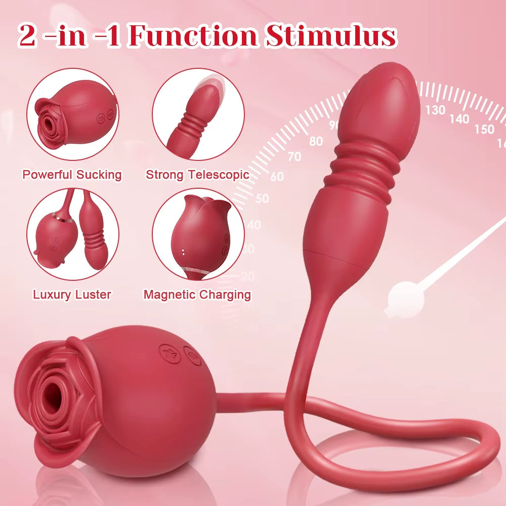 Rose Sucking Sex Toys Dildo Vibrator for Women 3In1 Thrusting G Spot Anal Vibrators Stimulator Female Vibrating Egg Adult Toys
