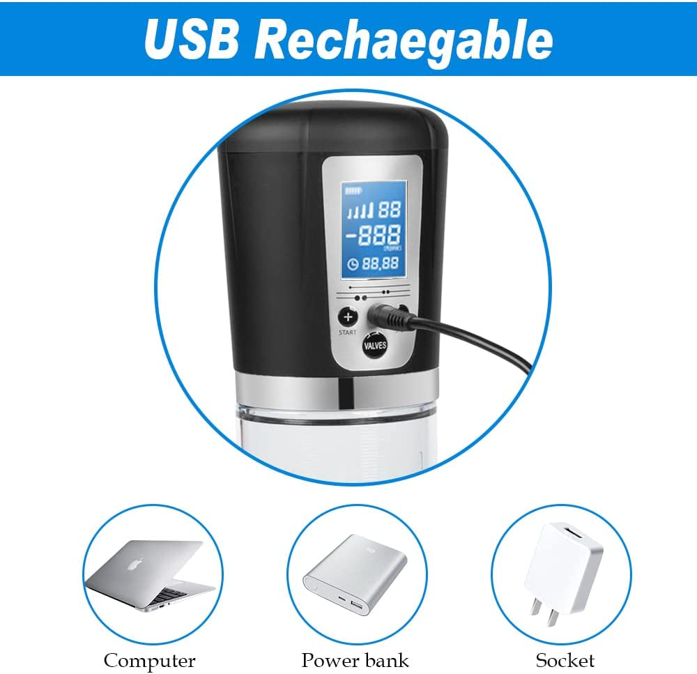 Electric Penis Enlarge Vacuum Pump with 4 Suction Intensities,  Rechargeable Automatic High-Vacuum Penis Enlargement Extend Pump, Air Pressure Device Black