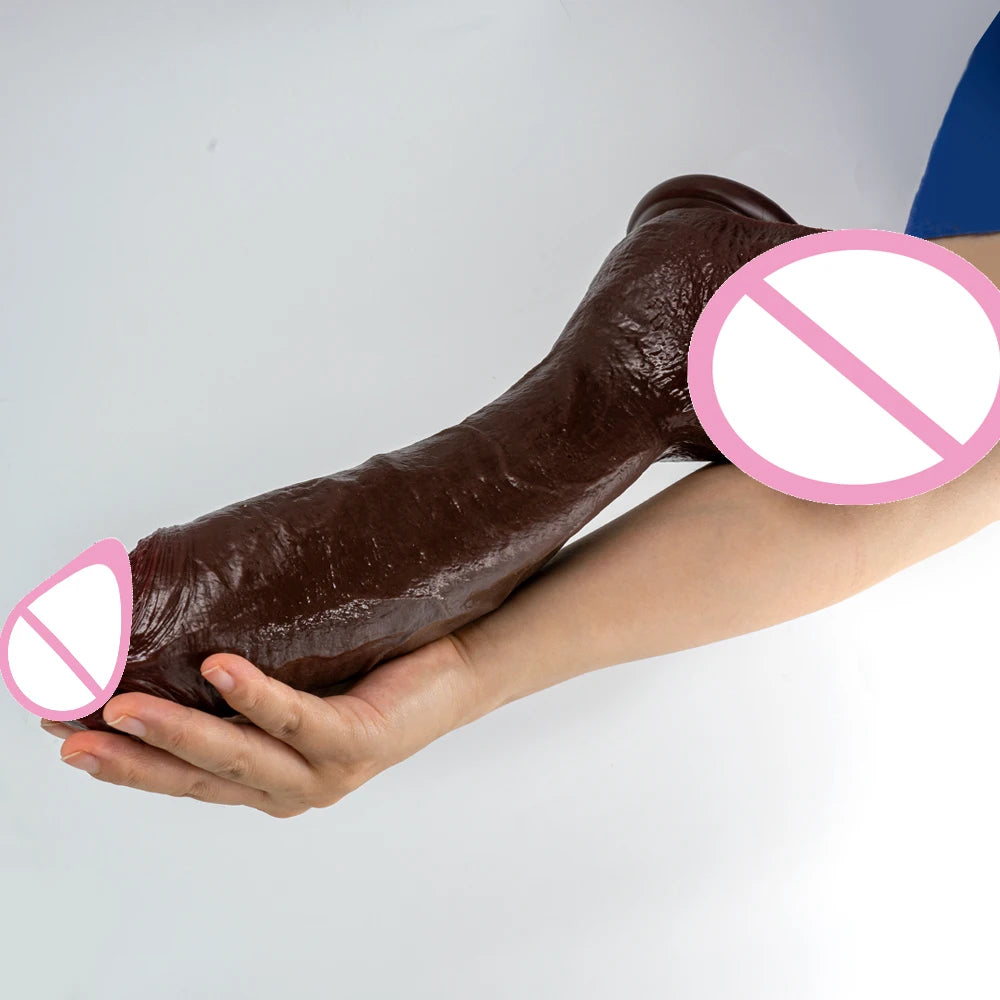 Realistic Long Dildo Black Anal Plug with Suction Cup Big Penis Butt Plug Long Dick Sex Toys for Women Men Phallus Anal Dilator