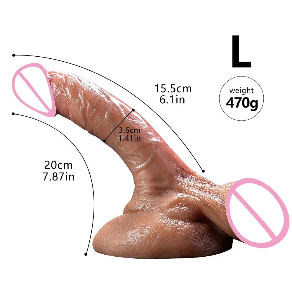 Super Big Soft Dildo Realistic Penis Double-Layer Silicone Sex Toys Female Masturbator Suction Cup Dildos for Women Men