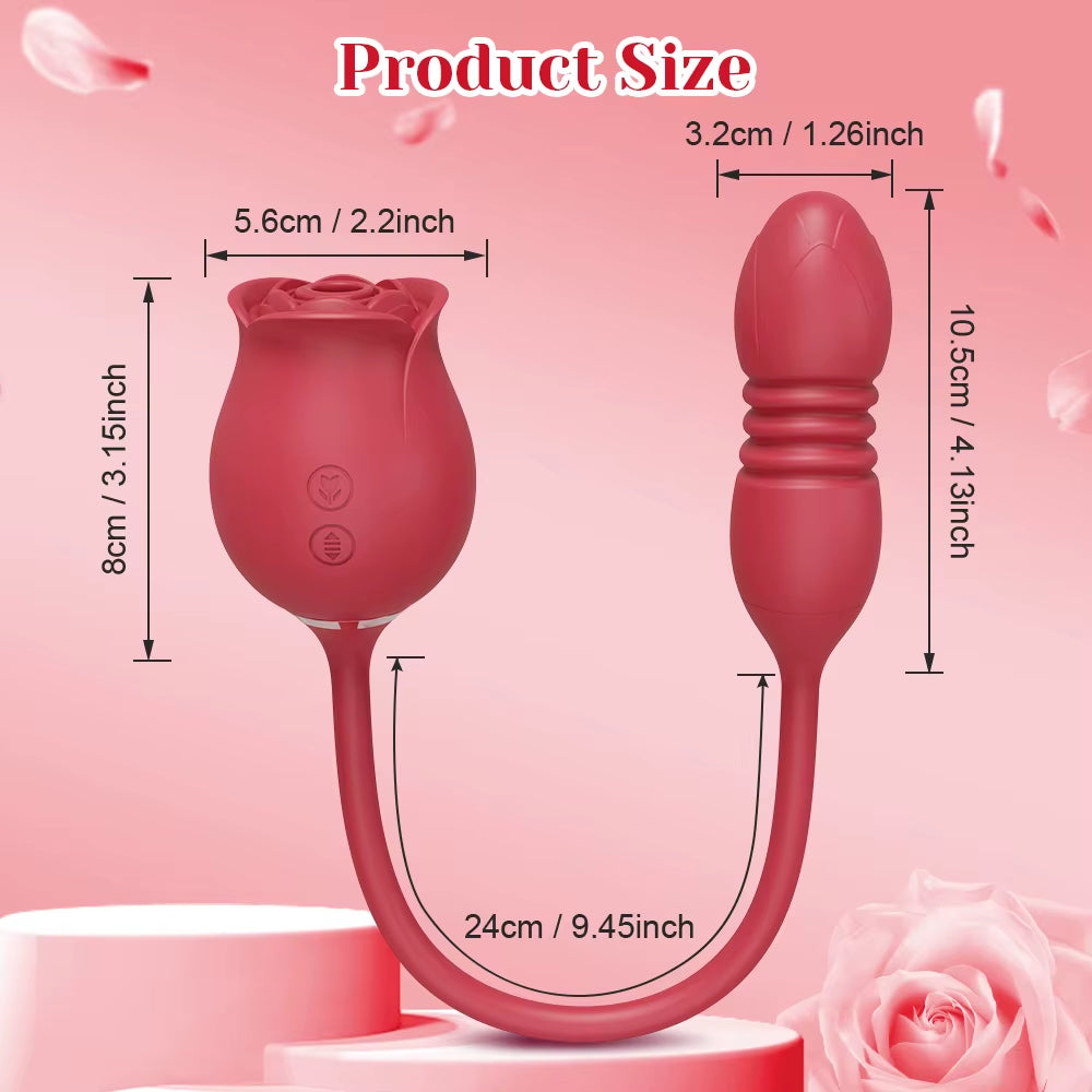 Rose Sucking Sex Toys Dildo Vibrator for Women 3In1 Thrusting G Spot Anal Vibrators Stimulator Female Vibrating Egg Adult Toys