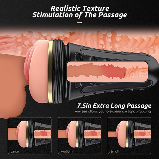 Male Masturbator, Realistic Pocket Pussy Vagina Textured with 7.5In Depth Lifelike Soft and Fleshy Texture,Penis Training Masturbators Sex Machine Toy for Men