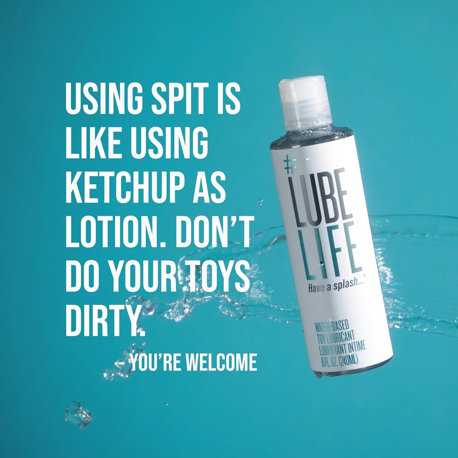 Lubelife Water Based Lube – Toy-Safe Personal Lubricant for Men, Women & Couples, Travel Size, Non-Staining, Easy Clean-Up, 8 Fl Oz