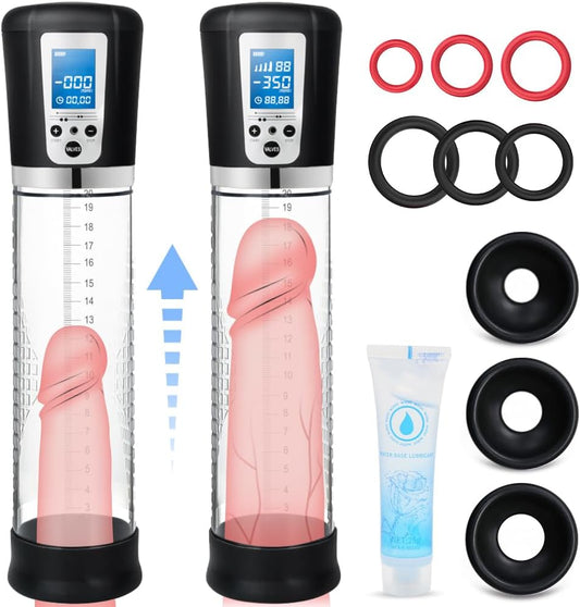 Electric Penis Enlarge Vacuum Pump with 4 Suction Intensities,  Rechargeable Automatic High-Vacuum Penis Enlargement Extend Pump, Air Pressure Device Black