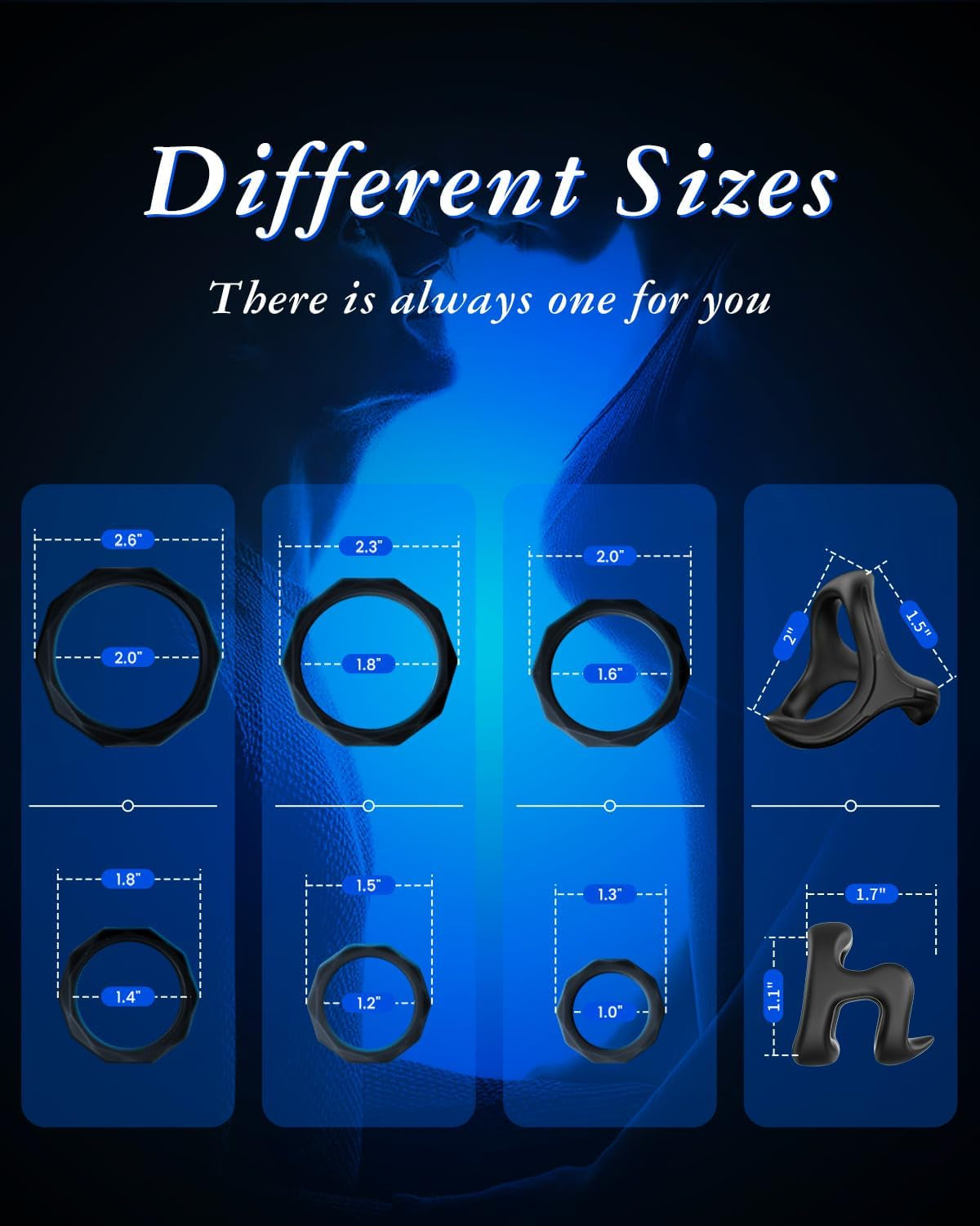 Sex Toys Penis Ring Silicone Cock Rings for Men Erection Sex, 8 Sizes Cockring Erectile Dysfunction Rings Cock Sexual Stimulation Device Couples Sex Toys Stretchy Cock and Ball Ring Anillos Para Pene
