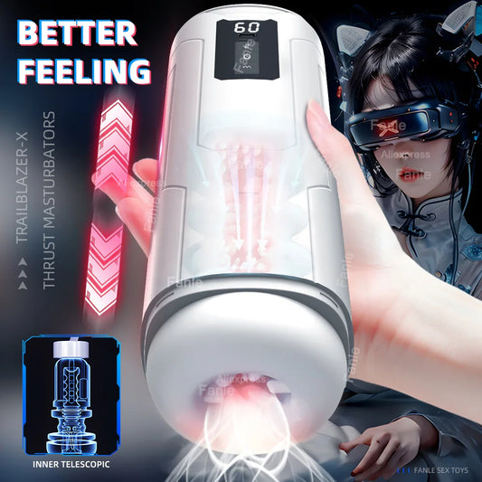 Male Masturbation Cup Automatic Telescopic Heated Sucking Pocket Pussy Blowjob Sex Machines Toy Adult Goods for Men Masturbator