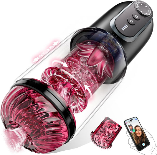 Male Masturbator Adult Sex Toys -  APP Penis Pump Enlargers, Upgraded CVT Automatic Sex Machines for Men with Thrusting Roating Sucking Licking & Power Display & Fleshy Pocket Pussies Stroker